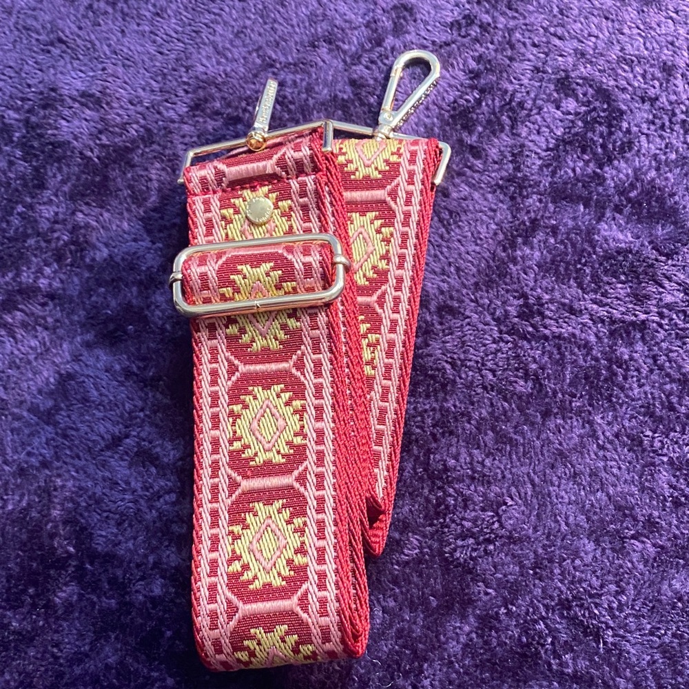 Pom Pom London Embroidered Red Pink Crossbody Strap Unique Design